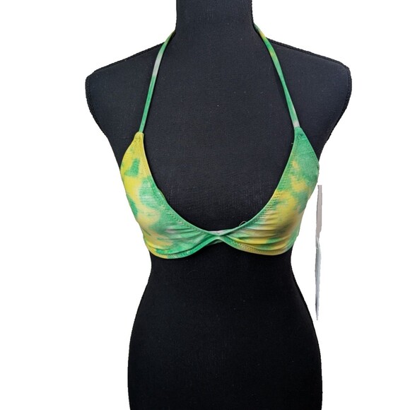 Ganni Bikini Top Kelly Green Tie-dye Recycled Polyamide Halter Size 32/0 - Picture 1 of 12